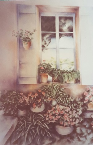 Photo grand format du tableau 'Fenêtre fleurie'